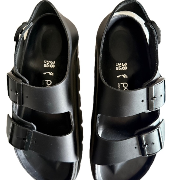 Birkenstock Milano Papillio Chunky Black Leather Sandals EU 38 US7-7.5 - Picture 5 of 7
